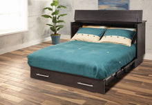 Load image into Gallery viewer, Arason Coffee Espresso Queen Size creden zzz Murphy bed chest Open ready for sleep