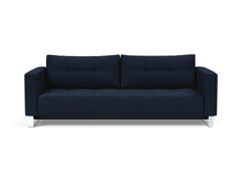 Load image into Gallery viewer, Innovation Living Cassius D.E.L. Chrome Sleeper Sofa in Blue Front Facing