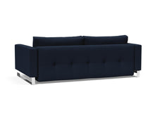 Load image into Gallery viewer, Innovation Living Cassius D.E.L. Chrome Sleeper Sofa Bed Rear View Tilted