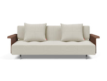 Load image into Gallery viewer, Innovation Living Long Horn Deluxe w/ Wood Arms Stainless Legs w/ Wheels Sleeper Sofa