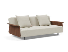 Load image into Gallery viewer, Innovation Living Long Horn Deluxe w/ Wood Arms Stainless Legs w/ Wheels Sleeper Sofa