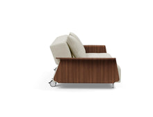 Load image into Gallery viewer, Innovation Living Long Horn Deluxe w/ Wood Arms Stainless Legs w/ Wheels Sleeper Sofa