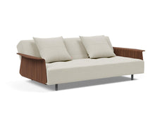 Load image into Gallery viewer, Innovation Living Long Horn Deluxe w/ Wood Arms Stainless Legs w/ Wheels Sleeper Sofa