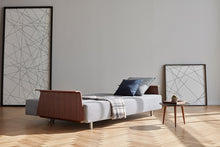 Load image into Gallery viewer, Innovation Living Long Horn Deluxe w/ Wood Arms Stainless Legs w/ Wheels Sleeper Sofa