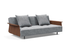 Load image into Gallery viewer, Innovation Living Long Horn Deluxe w/ Wood Arms Stainless Legs w/ Wheels Sleeper Sofa