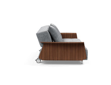 Load image into Gallery viewer, Innovation Living Long Horn Deluxe w/ Wood Arms Stainless Legs w/ Wheels Sleeper Sofa