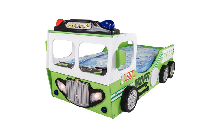 Toddler Fire Truck Bed with mattress, Green