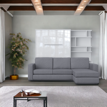 Load image into Gallery viewer, Murphy bed Invento European Full XL Vertical with a Sofa and a Bookcase