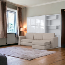 Load image into Gallery viewer, Murphy bed INVENTO European Full XL Vertical with a Sectional Sofa and a Bookcase