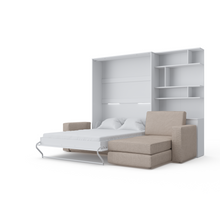 Load image into Gallery viewer, Murphy bed INVENTO European Full XL Vertical with a Sectional Sofa and a Bookcase