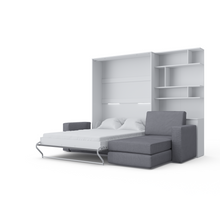 Load image into Gallery viewer, Murphy bed Invento European Full XL Vertical with a Sofa and a Bookcase