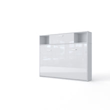 Load image into Gallery viewer, Invento Horizontal Wall Bed, European Full XL Size with a cabinet on top