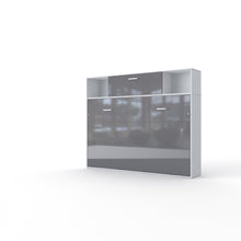 Load image into Gallery viewer, Invento Horizontal Wall Bed, European Full XL Size with a cabinet on top