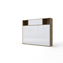 Load image into Gallery viewer, Invento Horizontal Wall Bed, European Twin Size with a cabinet on top