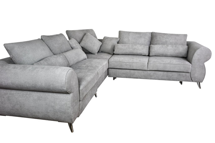 Gray Right facing Sleeper Sectional Sofa ROYAL with storage