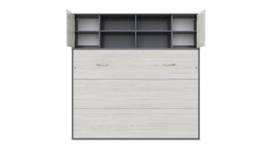 Invento Horizontal Murphy Bed, European Full Size with a cabinet on top