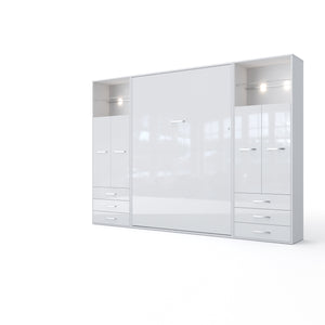 Vertical Wall Bed Invento, European Full Size with 2 cabinets