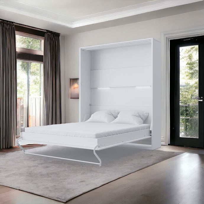 White matt Vertical European Queen Murphy Bed INVENTO