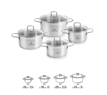 Load image into Gallery viewer, VIVA Stainless Steel Pot Set With Lids 8 pcs