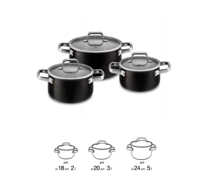 PRIME Stainless Steel Pot Set With Lids 6 pcs