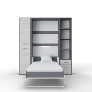 Vertical Murphy Bed Invento, European Queen Size with mattress and 2 storage cabinets