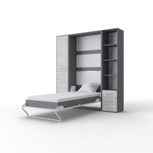 Load image into Gallery viewer, Invento Vertical Wall Bed, European Full XL Size with 2 cabinets