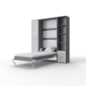 Invento Vertical Wall Bed, European Full XL Size with 2 cabinets