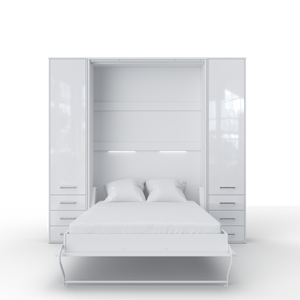 Invento Vertical Wall Bed, European Full XL Size with 2 cabinets