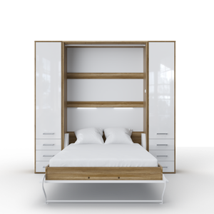 Invento Vertical Wall Bed, European Full XL Size with 2 cabinets