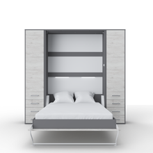 Load image into Gallery viewer, Invento Vertical Wall Bed, European Full XL Size with 2 cabinets