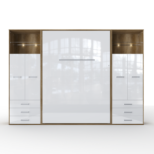 Vertical Murphy Bed Invento , European Full XL with 2 cabinets