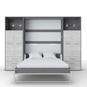 Vertical Murphy Bed Invento , European Full XL with 2 cabinets