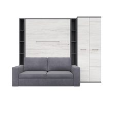 Load image into Gallery viewer, Vertical European FULL size Murphy Bed Invento with a Sofa, two Shelves and Wardrobe