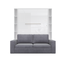 Load image into Gallery viewer, Murphy Bed Invento Vertical European FULL size with a Sofa and two Bookcases