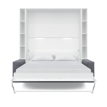 Load image into Gallery viewer, Vertical European Queen size Murphy Bed Invento with a Sofa and two Cabinets