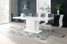 Load image into Gallery viewer, Dining Set DIEGO 7 pcs. White modern glossy Dining Table with 6 Black/ White chairs