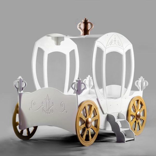 Toddler Bed Princess Carriage , WHITE