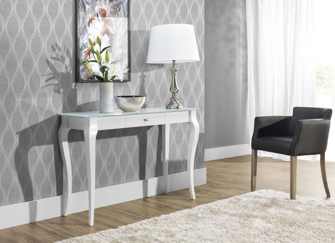 White Glass Top Console Table BRESSO