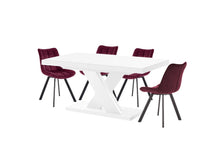 Load image into Gallery viewer, Dining Set XENNA, White Dining table with 6 red Chairs