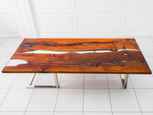 Load image into Gallery viewer, Dining Solid Pear Tree Wood Table LESNOY Filled with Polymer Resin