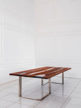 Load image into Gallery viewer, Dining Solid Pear Tree Wood Table LESNOY Filled with Polymer Resin