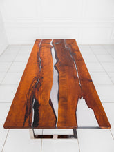 Load image into Gallery viewer, Dining Solid Pear Tree Wood Table LESNOY Filled with Polymer Resin