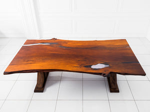 Dining Solid Pear Tree Wood Table MARS Filled with Polymer Resin