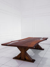 Load image into Gallery viewer, Dining Solid Pear Tree Wood Table MARS Filled with Polymer Resin