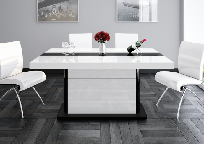 PIANOSA White Gloss Dining Table with Extension