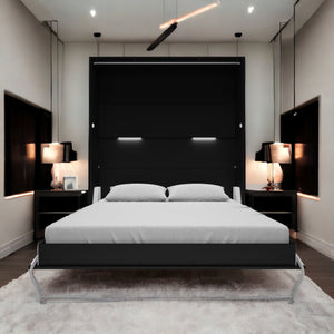 Black Vertical European QUEEN size Murphy bed INVENTO with mattress