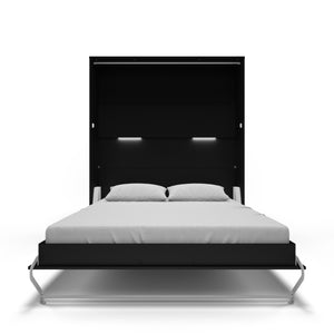 Black Vertical European QUEEN size Murphy bed INVENTO with mattress