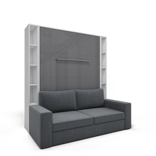 Load image into Gallery viewer, Murphy Bed Invento Vertical European FULL size with a Sofa and two Bookcases