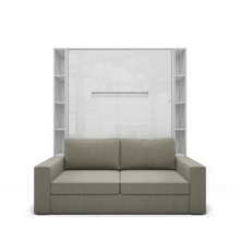 Load image into Gallery viewer, Murphy Bed Invento Vertical European FULL size with a Sofa and two Bookcases