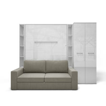 Load image into Gallery viewer, Vertical European FULL size Murphy Bed Invento with a Sofa, two Shelves and Wardrobe